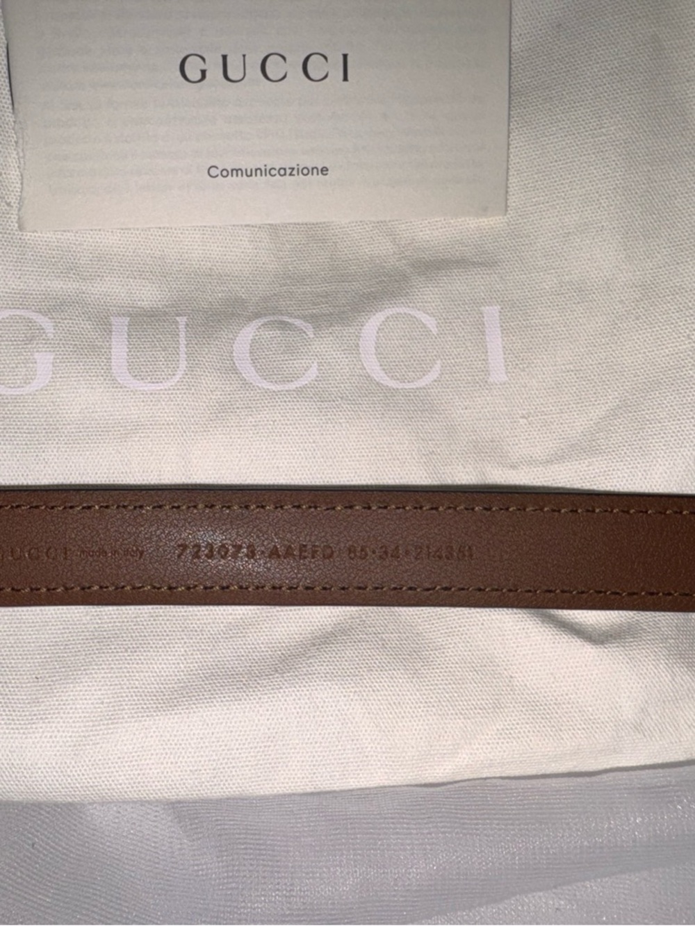 Gucci Tobacco Brown Suede GG Signature Belt with Silver Double G Buckle 85/34 - Picture 5 of 11